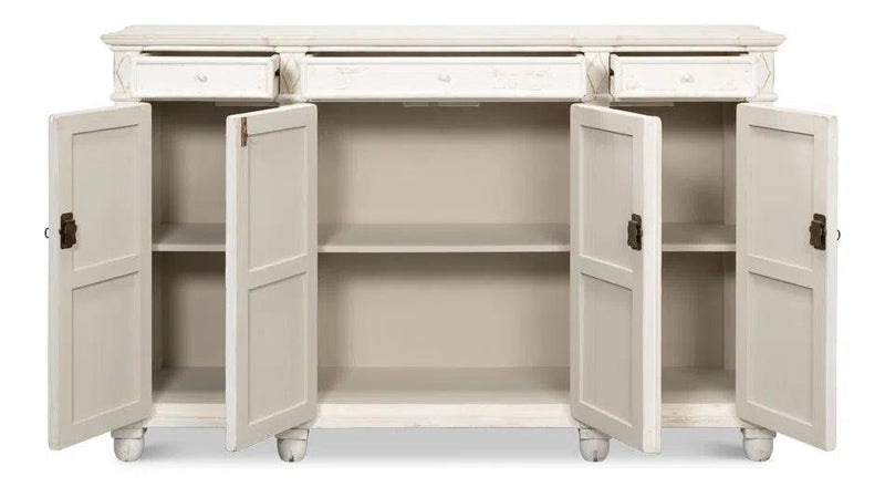 Diamond Wall Sideboard Whitewash With Drawers Sideboards LOOMLAN By Sarreid