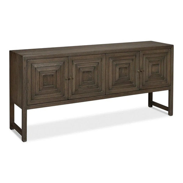 Dice Wood Brown 4 Door Sideboard Sideboards LOOMLAN By Sarreid