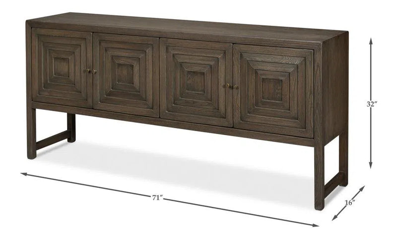 Dice Wood Brown 4 Door Sideboard Sideboards LOOMLAN By Sarreid