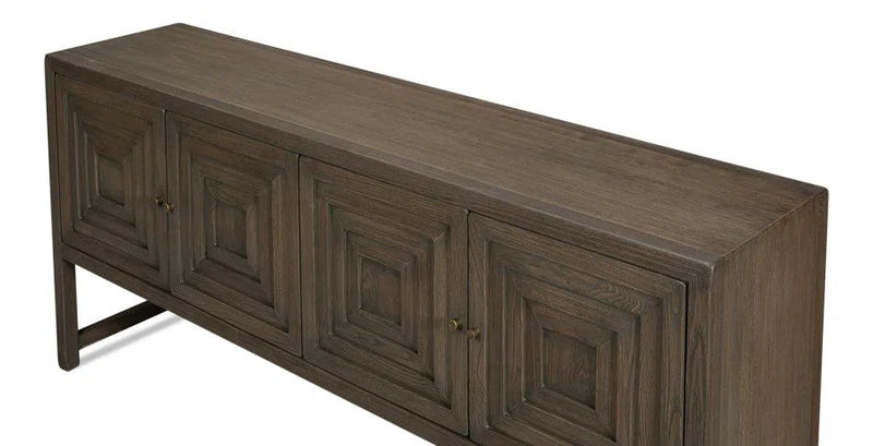 Dice Wood Brown 4 Door Sideboard Sideboards LOOMLAN By Sarreid