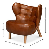 Diddy Leather Brown Armless Chair Club Chairs LOOMLAN By Sarreid