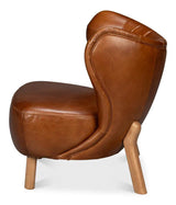 Diddy Leather Brown Armless Chair Club Chairs LOOMLAN By Sarreid