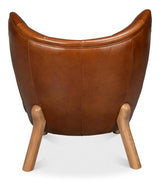 Diddy Leather Brown Armless Chair Club Chairs LOOMLAN By Sarreid