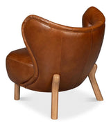 Diddy Leather Brown Armless Chair Club Chairs LOOMLAN By Sarreid