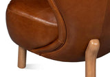 Diddy Leather Brown Armless Chair Club Chairs LOOMLAN By Sarreid