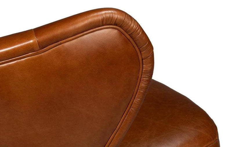 Diddy Leather Brown Armless Chair Club Chairs LOOMLAN By Sarreid