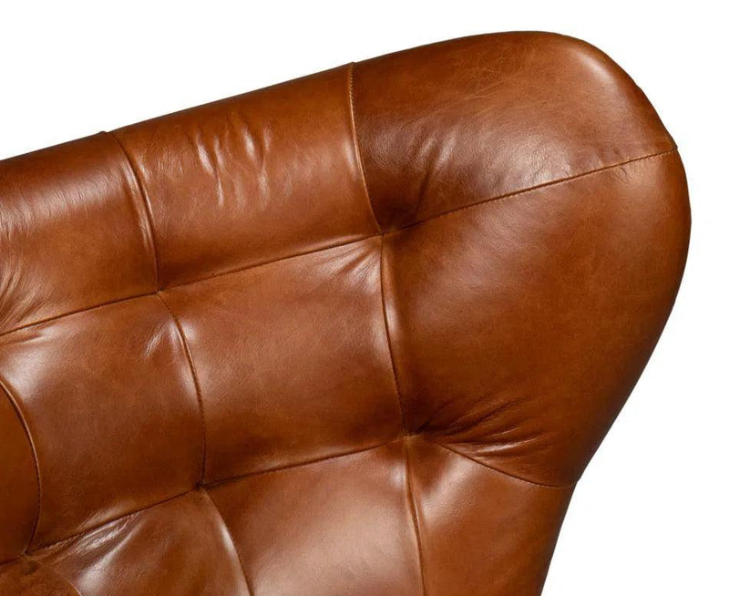 Diddy Leather Brown Armless Chair Club Chairs LOOMLAN By Sarreid