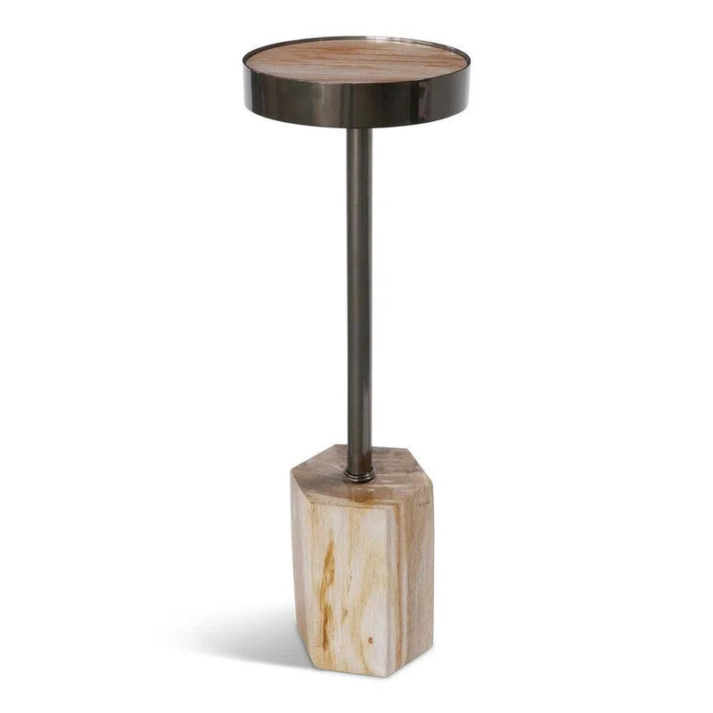 Dinah Nickel Framed Round Drink Table Side Tables LOOMLAN By Urbia