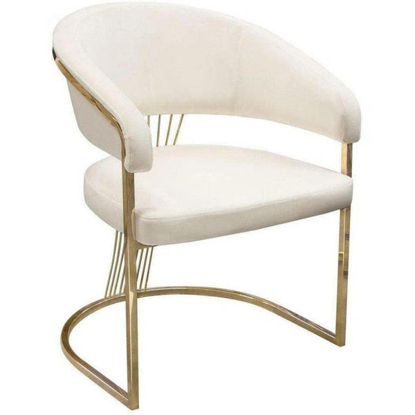 Dining Chair in Cream Velvet Gold Metal Frame Dining Chairs LOOMLAN By Diamond Sofa