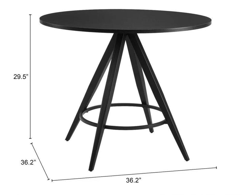 Dinos Wood and Steel Black Round Dining Table Dining Tables LOOMLAN By Zuo Modern