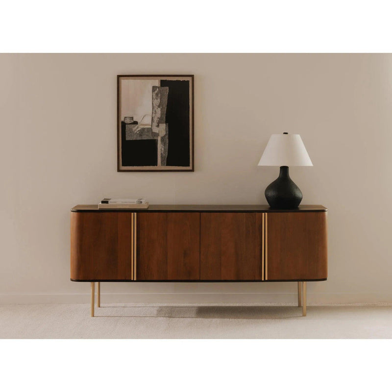 Dionne Wood and Metal Brown 4 Door Sideboard Sideboards LOOMLAN By Moe's Home