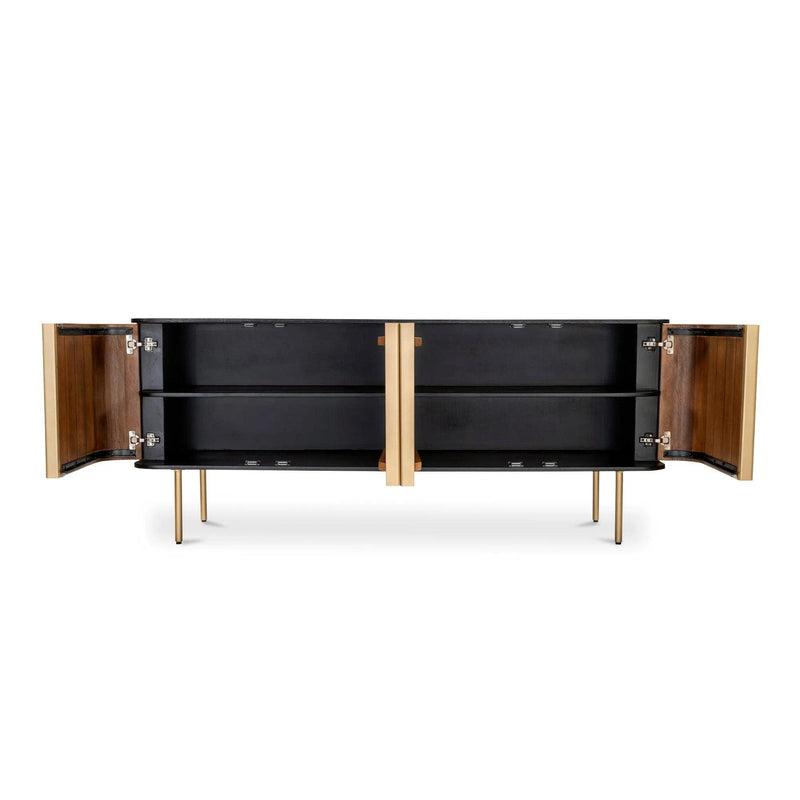 Dionne Wood and Metal Brown 4 Door Sideboard Sideboards LOOMLAN By Moe's Home