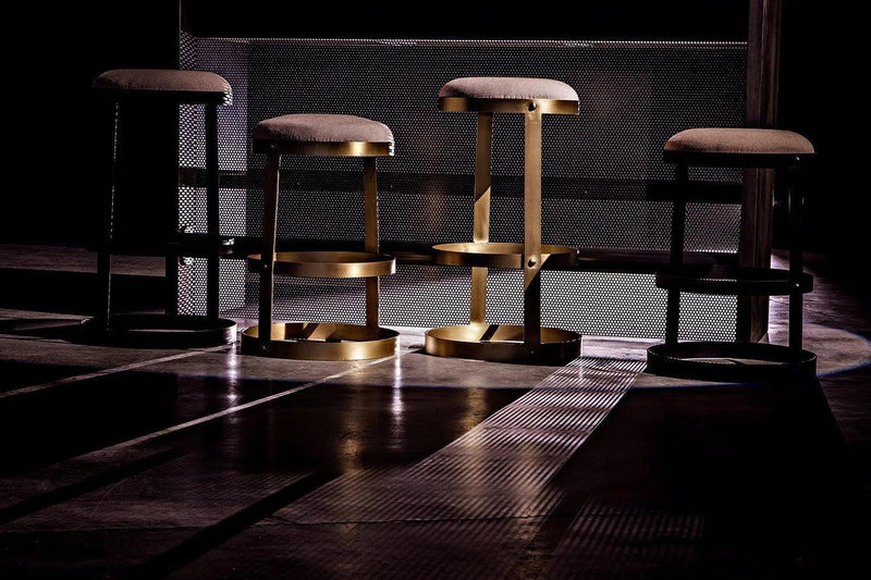 Dior Bar Steel Stool With Brass Finish Bar Stools LOOMLAN By Noir