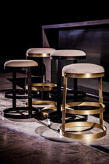 Dior Bar Steel Stool With Brass Finish Bar Stools LOOMLAN By Noir