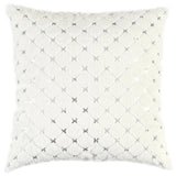 Dior Quilted Diamond White Silver Throw Pillow With Insert Throw Pillows LOOMLAN By LOOMLAN