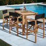 Director 5-Piece Counter Height Teak Outdoor Dining Set Outdoor Counter Dining Sets LOOMLAN By HiTeak