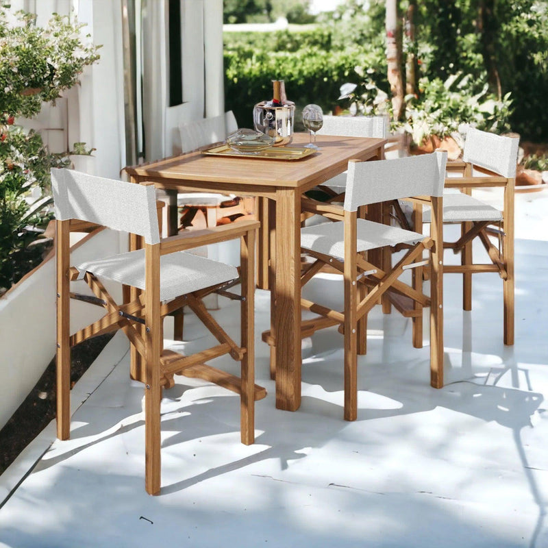 Director Teak Outdoor Counter Height Armchair Outdoor Counter Stools LOOMLAN By HiTeak