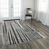 Dish Abstract Black Kitchen Hallway Runner Rug Area Rugs LOOMLAN By LOOMLAN