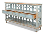 Distressed Blue Console Table With Drawers Console Tables LOOMLAN By Sarreid