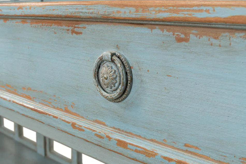 Distressed Blue Console Table With Drawers Console Tables LOOMLAN By Sarreid