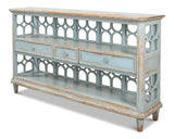 Distressed Blue Console Table With Drawers Console Tables LOOMLAN By Sarreid