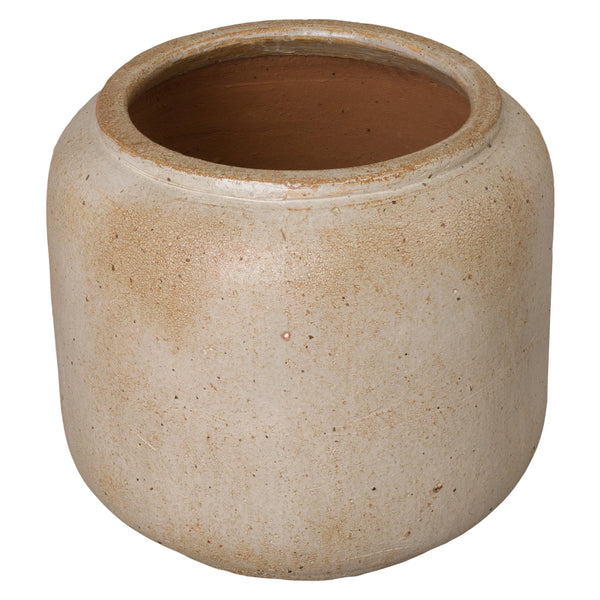 Distressed Brown Round Ceramic Planter Outdoor Planters LOOMLAN By Emissary