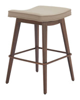 Divat Wood and Steel Beige Counter Stool (Set of 2) Counter Stools LOOMLAN By Zuo Modern