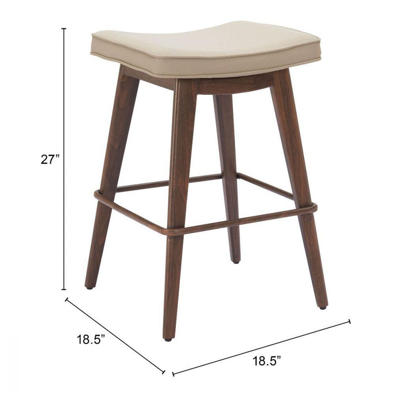 Divat Wood and Steel Beige Counter Stool (Set of 2) Counter Stools LOOMLAN By Zuo Modern