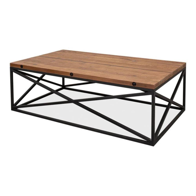 Dockworker Board Coffee Table Reclaimed Wood and Iron Coffee Tables LOOMLAN By Sarreid