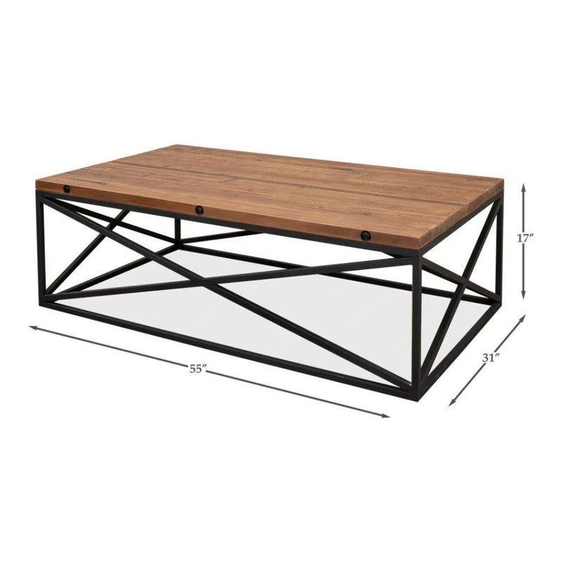 Dockworker Board Coffee Table Reclaimed Wood and Iron Coffee Tables LOOMLAN By Sarreid