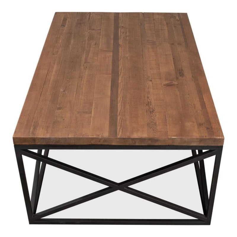 Dockworker Board Coffee Table Reclaimed Wood and Iron Coffee Tables LOOMLAN By Sarreid