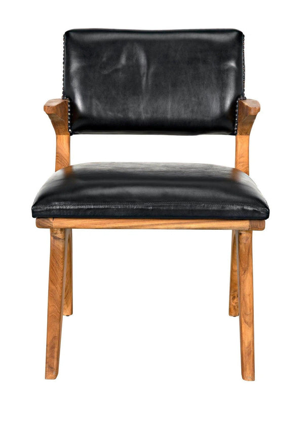 Dolores Chair, Teak with Leather Dining Chairs LOOMLAN By Noir