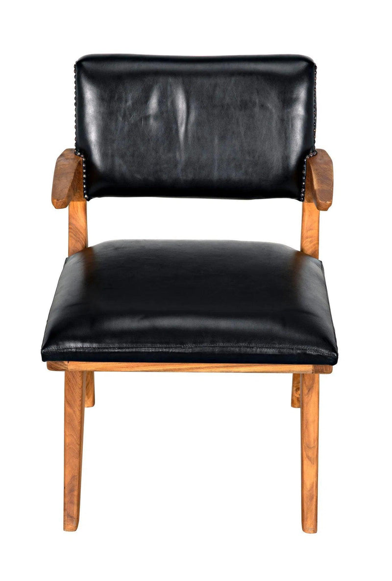 Dolores Chair, Teak with Leather Dining Chairs LOOMLAN By Noir