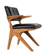 Dolores Chair, Teak with Leather Dining Chairs LOOMLAN By Noir