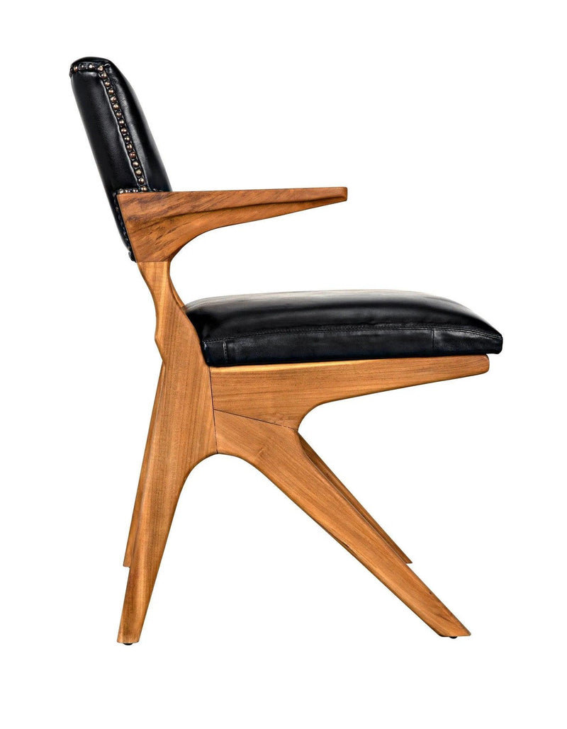 Dolores Chair, Teak with Leather Dining Chairs LOOMLAN By Noir