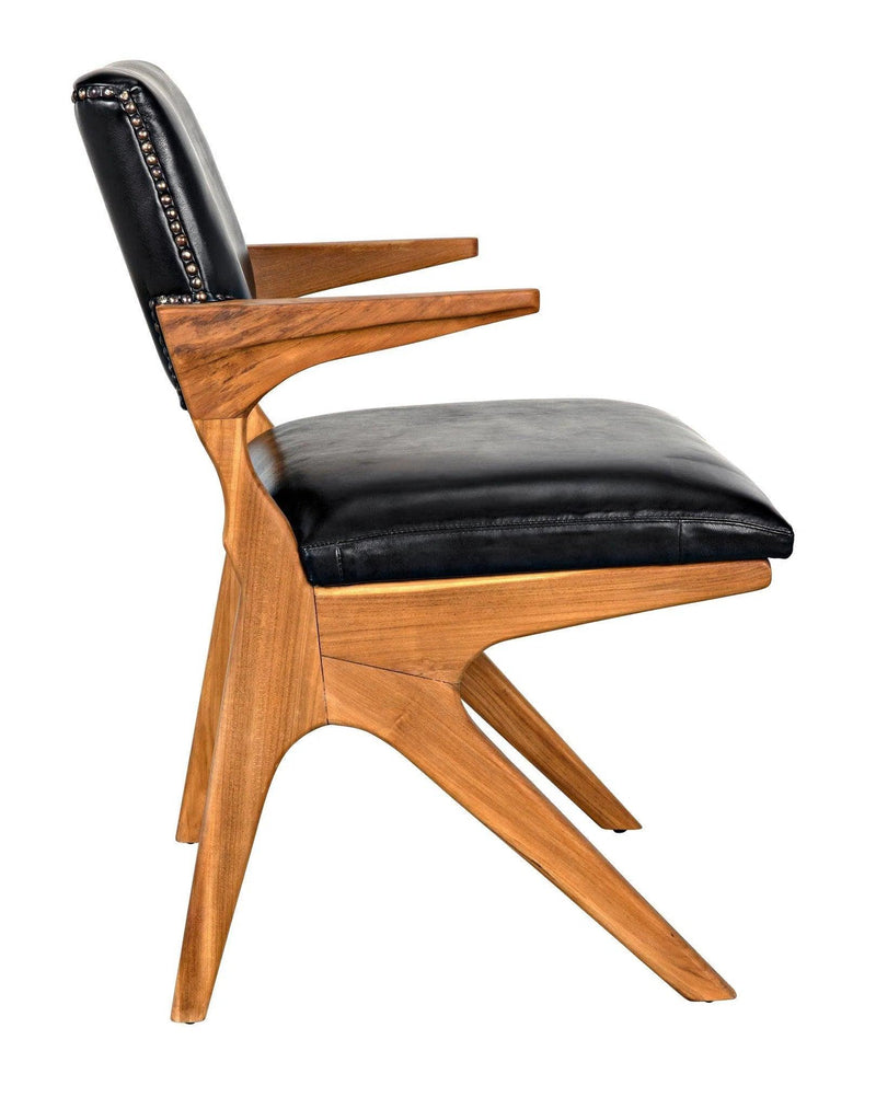 Dolores Chair, Teak with Leather Dining Chairs LOOMLAN By Noir