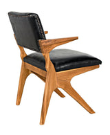 Dolores Chair, Teak with Leather Dining Chairs LOOMLAN By Noir