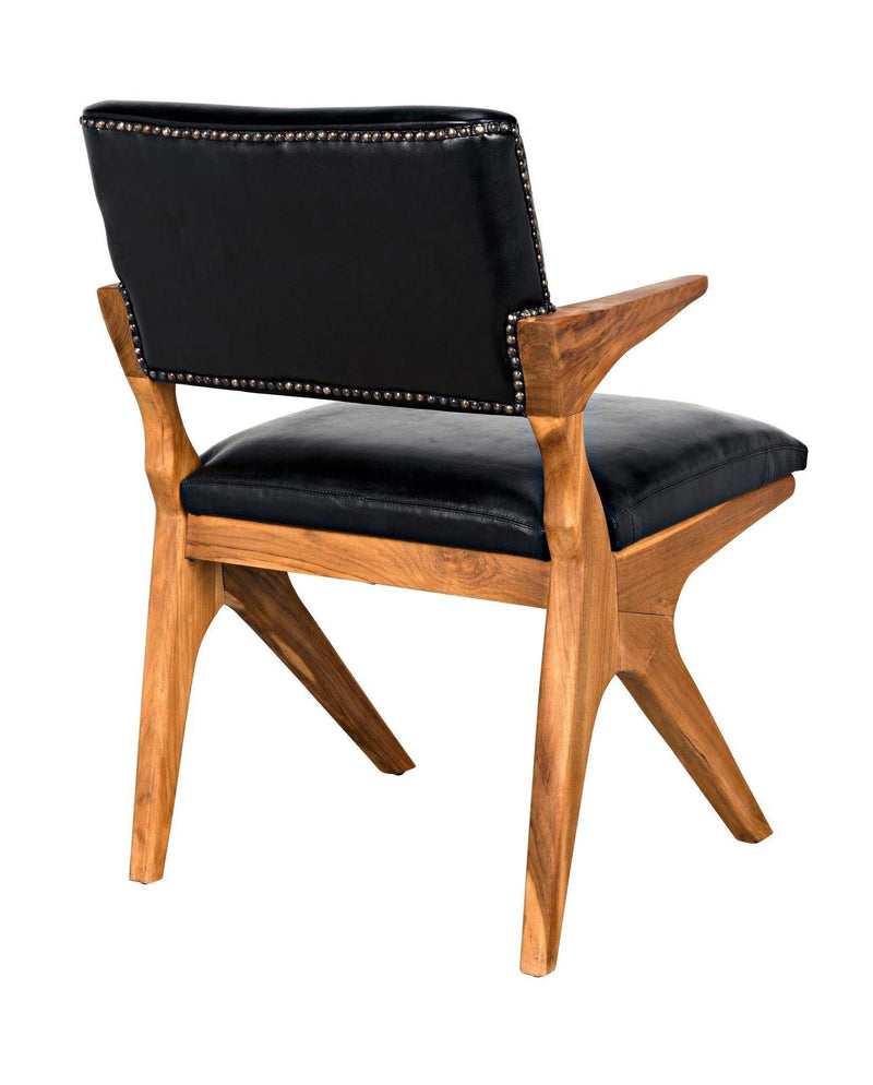 Dolores Chair, Teak with Leather Dining Chairs LOOMLAN By Noir