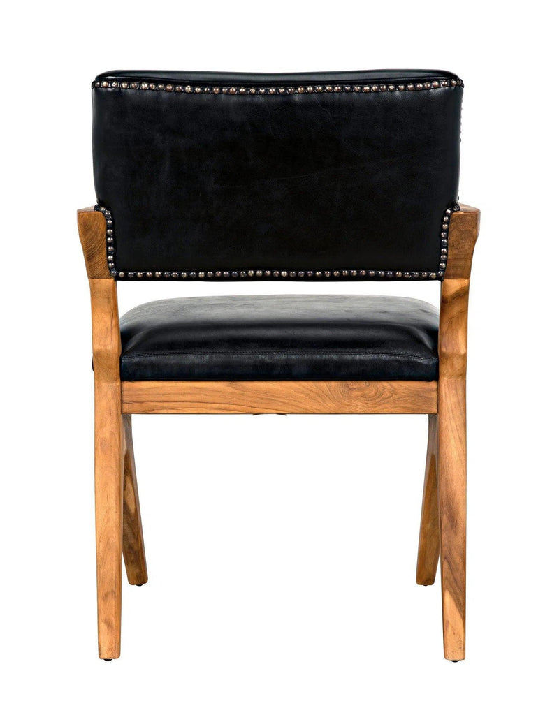 Dolores Chair, Teak with Leather Dining Chairs LOOMLAN By Noir