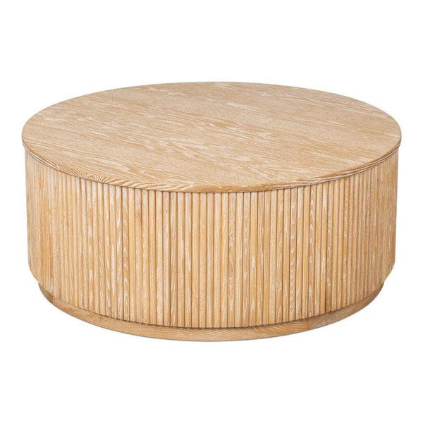 Donald Wood Brown Round Cocktail Table Coffee Tables LOOMLAN By Sarreid