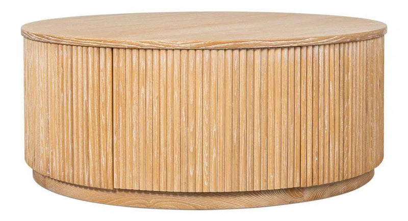 Donald Wood Brown Round Cocktail Table Coffee Tables LOOMLAN By Sarreid