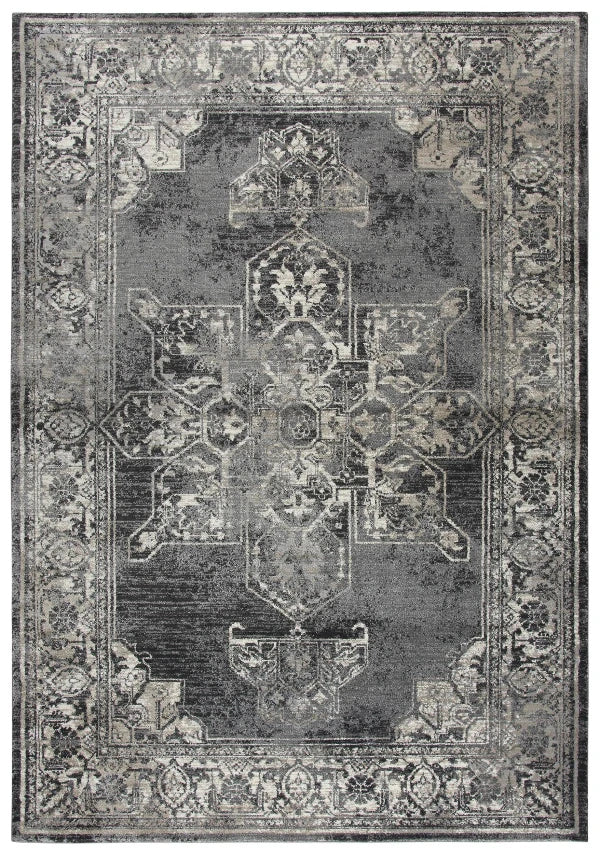 Doon Central Medallion Gray Kitchen Hallway Runner Rug Area Rugs LOOMLAN By LOOMLAN