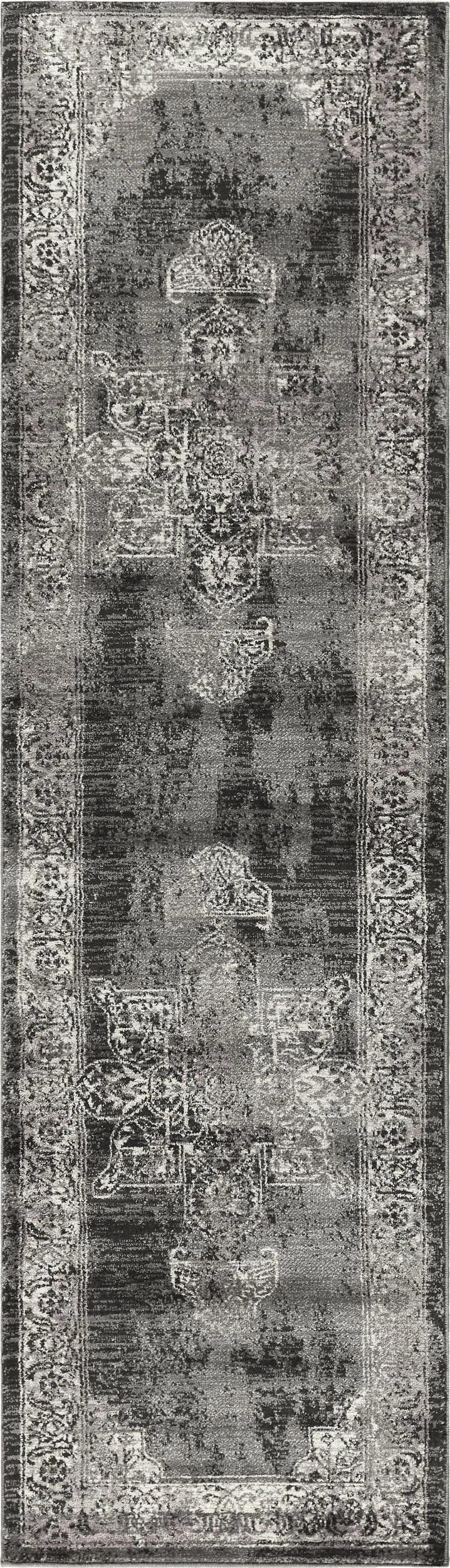 Doon Central Medallion Gray Kitchen Hallway Runner Rug Area Rugs LOOMLAN By LOOMLAN