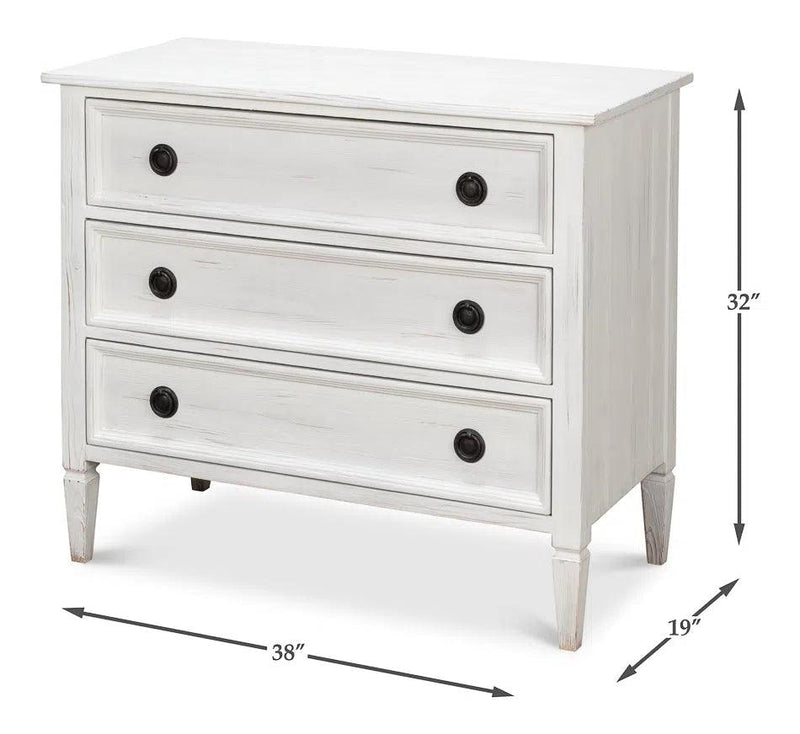 Dorris Bungalow Chest of Three Drawers White Chests LOOMLAN By Sarreid