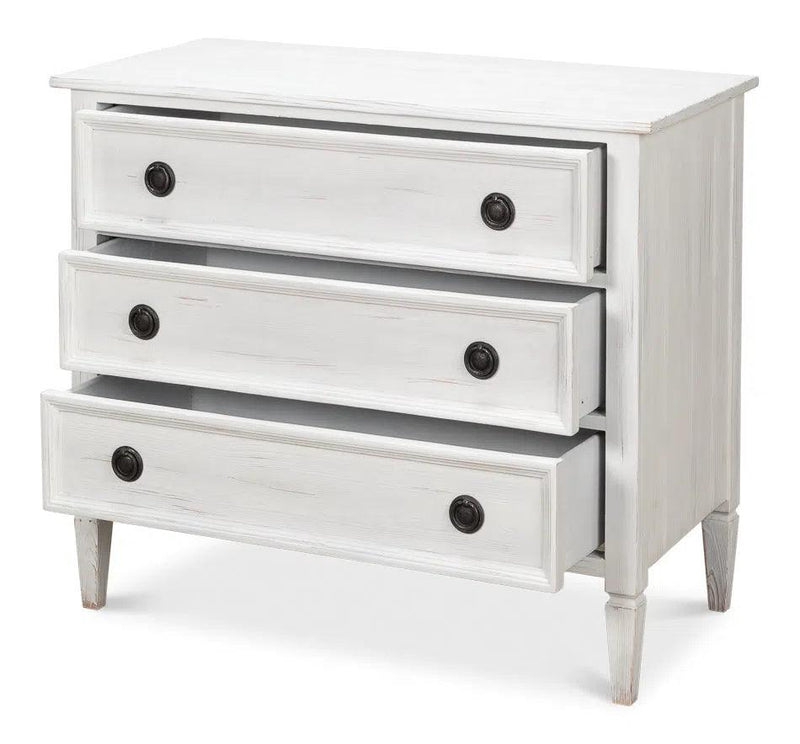 Dorris Bungalow Chest of Three Drawers White Chests LOOMLAN By Sarreid