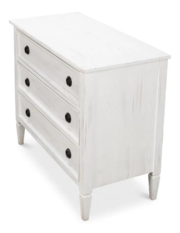 Dorris Bungalow Chest of Three Drawers White Chests LOOMLAN By Sarreid