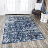 Dors Scroll Work Blue Kitchen Hallway Runner Rug Area Rugs LOOMLAN By LOOMLAN