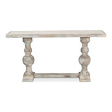 Double Pedestal Console Table Distressed White Solid Wood Console Tables LOOMLAN By Sarreid