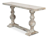 Double Pedestal Console Table Distressed White Solid Wood Console Tables LOOMLAN By Sarreid