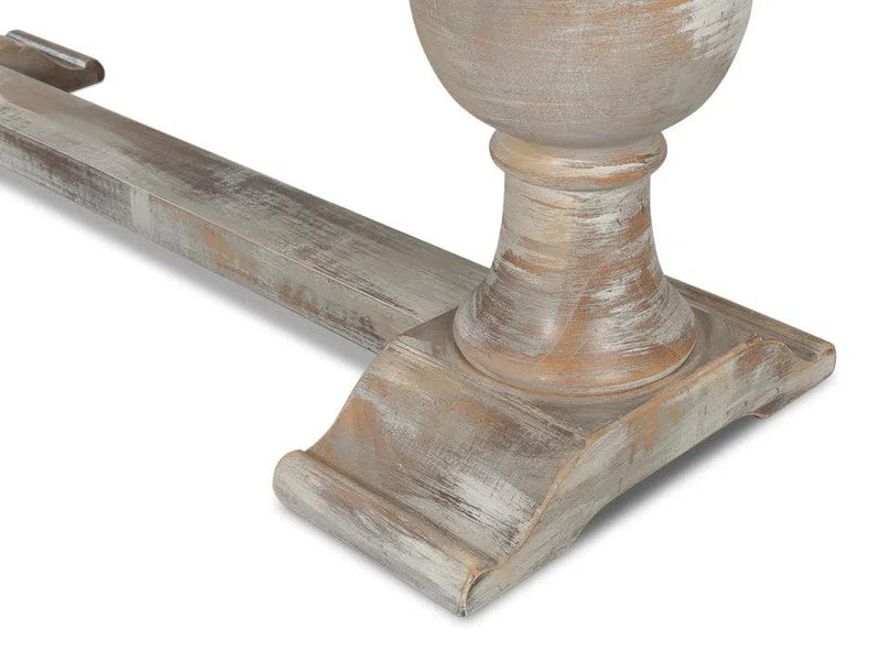 Double Pedestal Console Table Distressed White Solid Wood Console Tables LOOMLAN By Sarreid